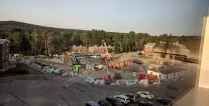 A view of the construction site from Kingston Hall.
