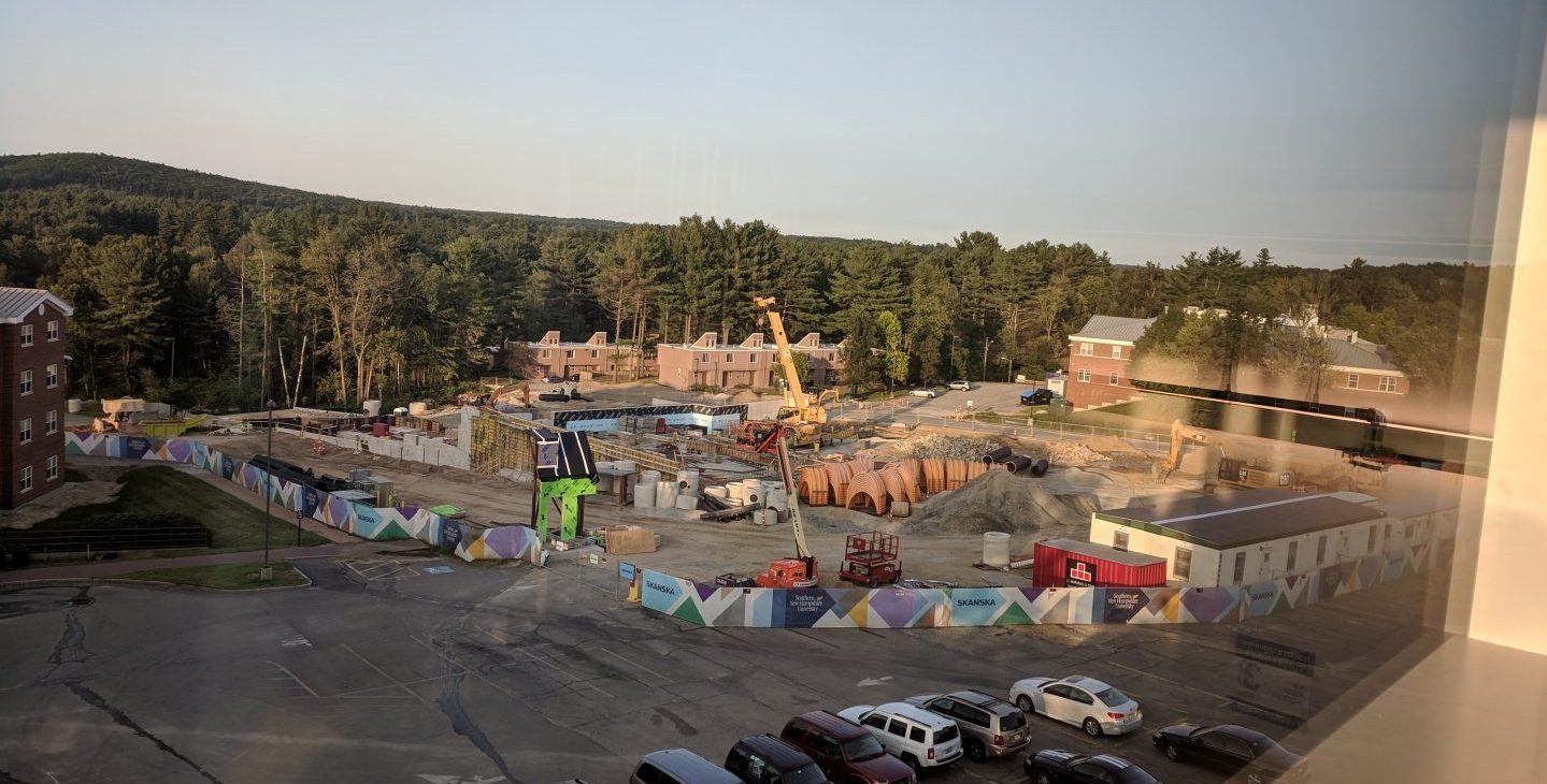 A view of the construction site from Kingston Hall.